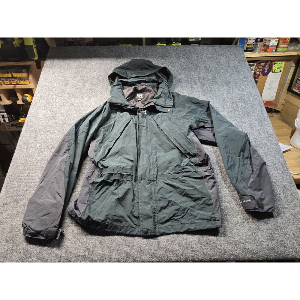 HELLY HANSEN Mens Large Waterproof HELLY-TECH Green Hooded Parka